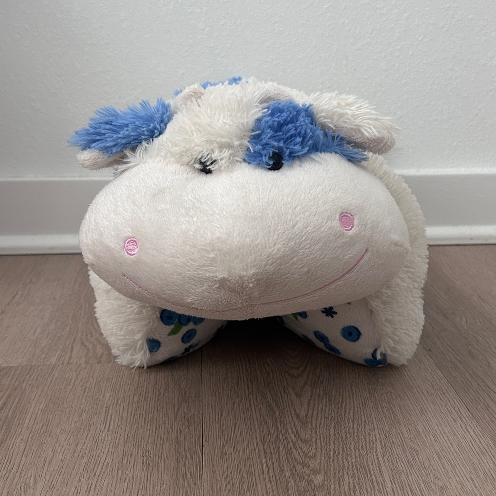 Cute White and Blue Cow Pillow Pet